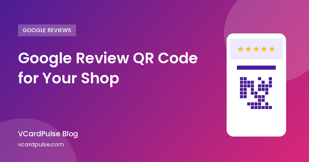 Illustration of a Google review QR code stand on a shop counter with five stars