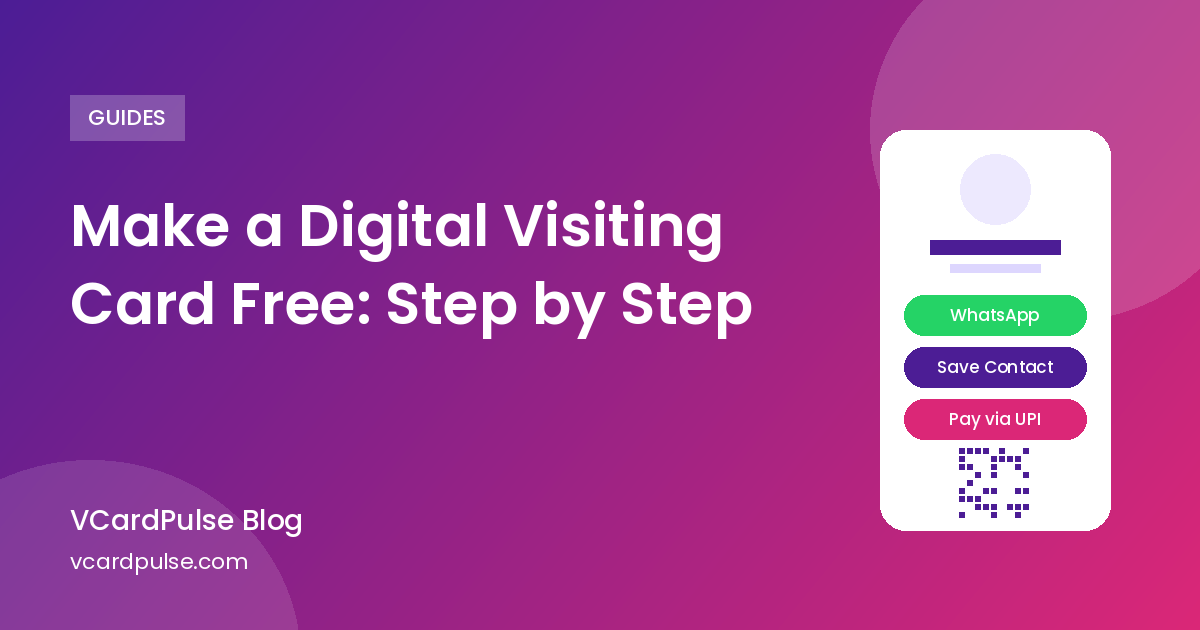 Illustration of three steps to make a free digital visiting card on a phone